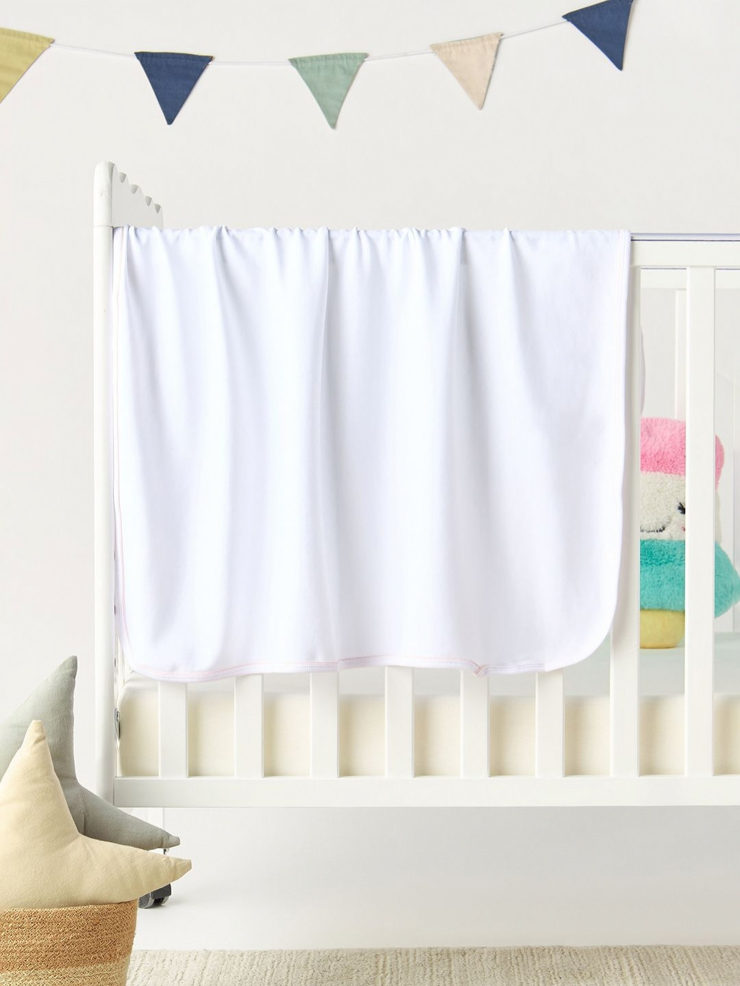 Juniors by Babyshop White Cotton Single Bed Blanket