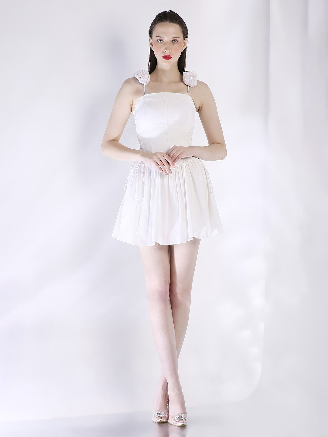 OZEQO June Straps Applique Bandeau Mini Dress