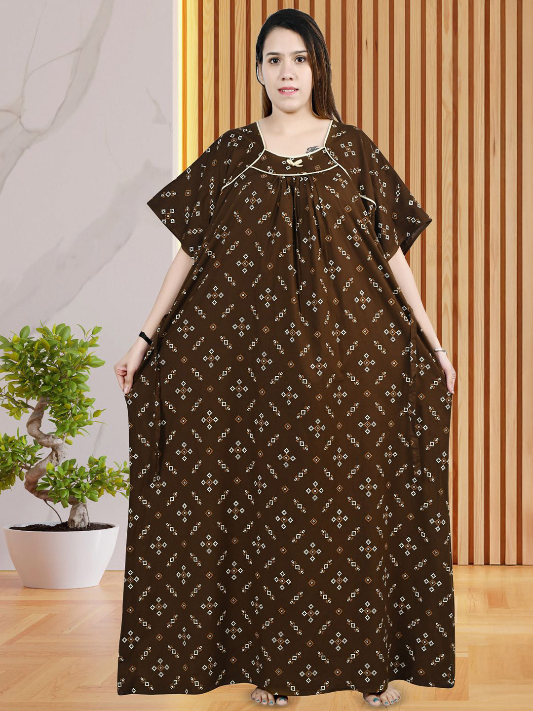 Bindass Female Collection Women Plus Size Pure Cotton Maxi Nightdress