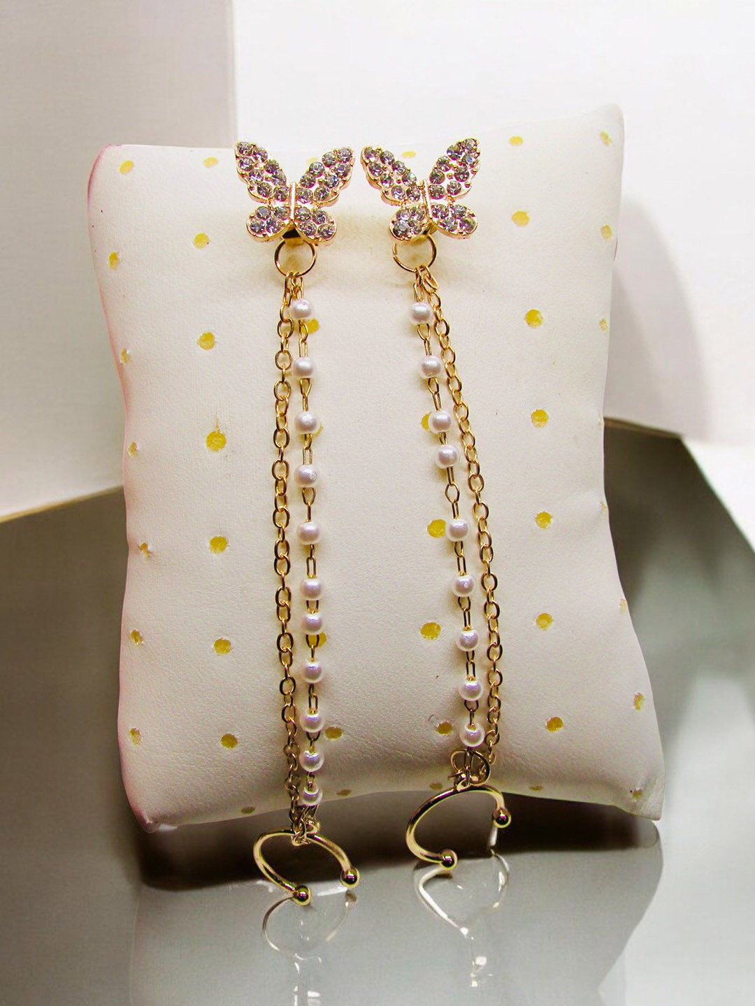 kazare Gold-Plated Artificial Stones Animal Shaped Ear Cuff Earrings