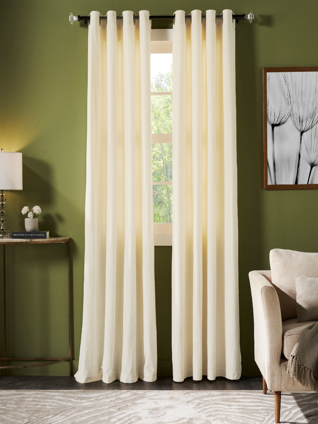 Deco Window Champagne 2 Pieces Room Darkening Long Door Curtain