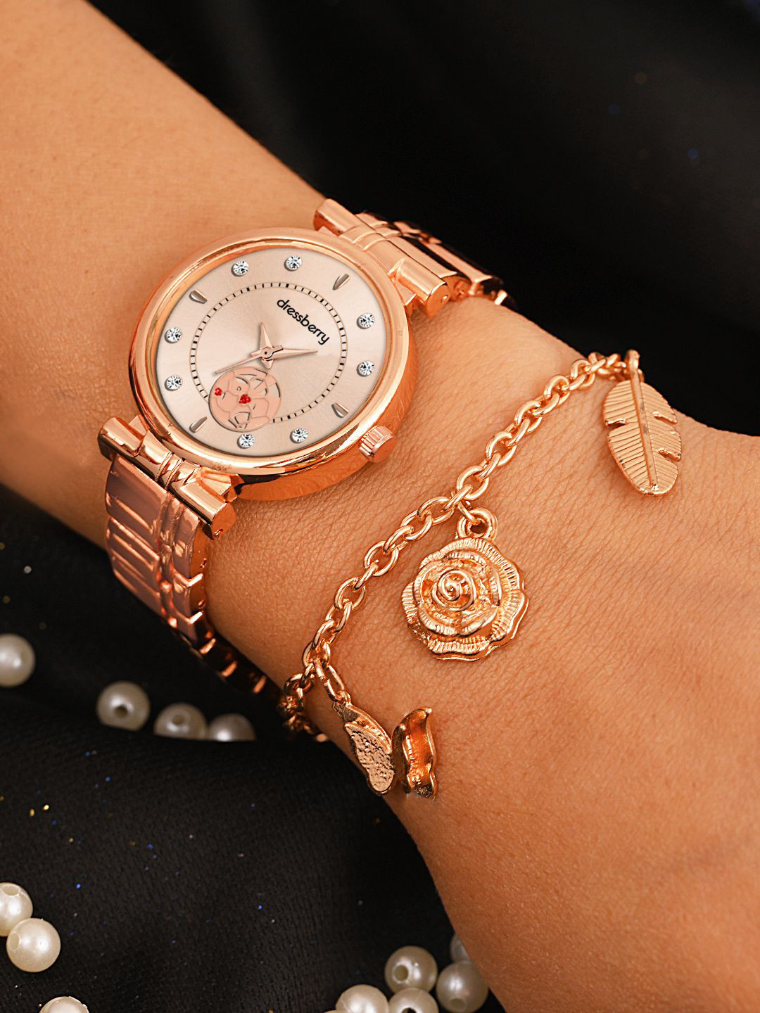 Dressberry Women Embellished Analogue Watches With Bracelet DBSet25 Set