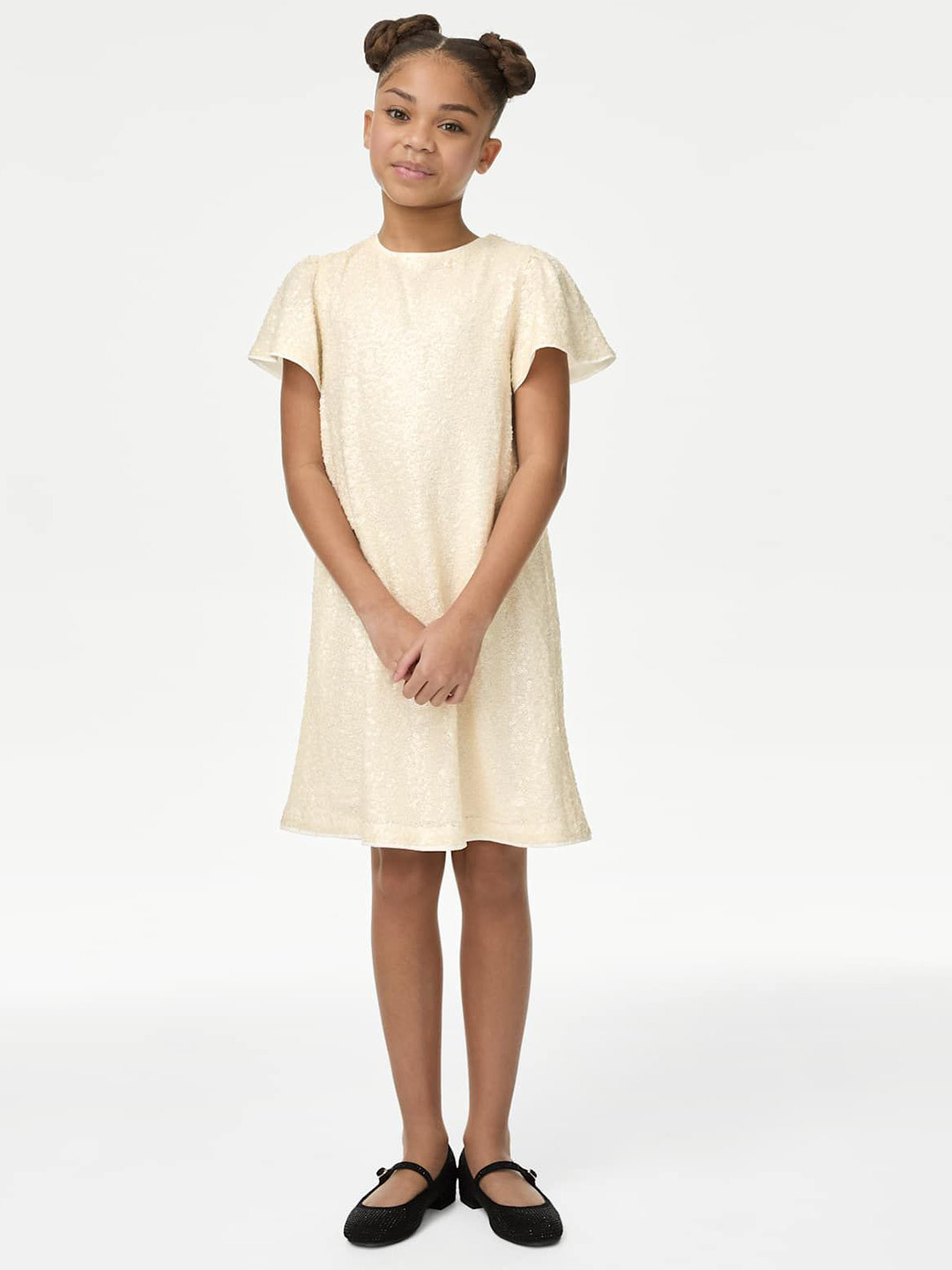 Marks & Spencer Girls Flared Sleeves Sheen A-Line Dress