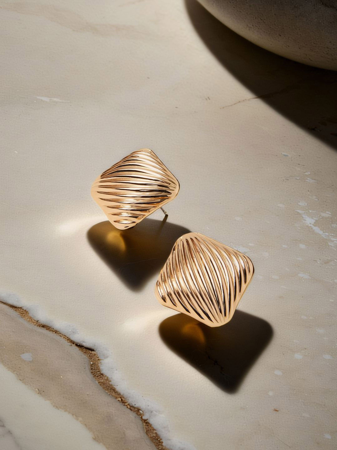 Accessorize Stainless Steel Square Shaped Ribbed Studs