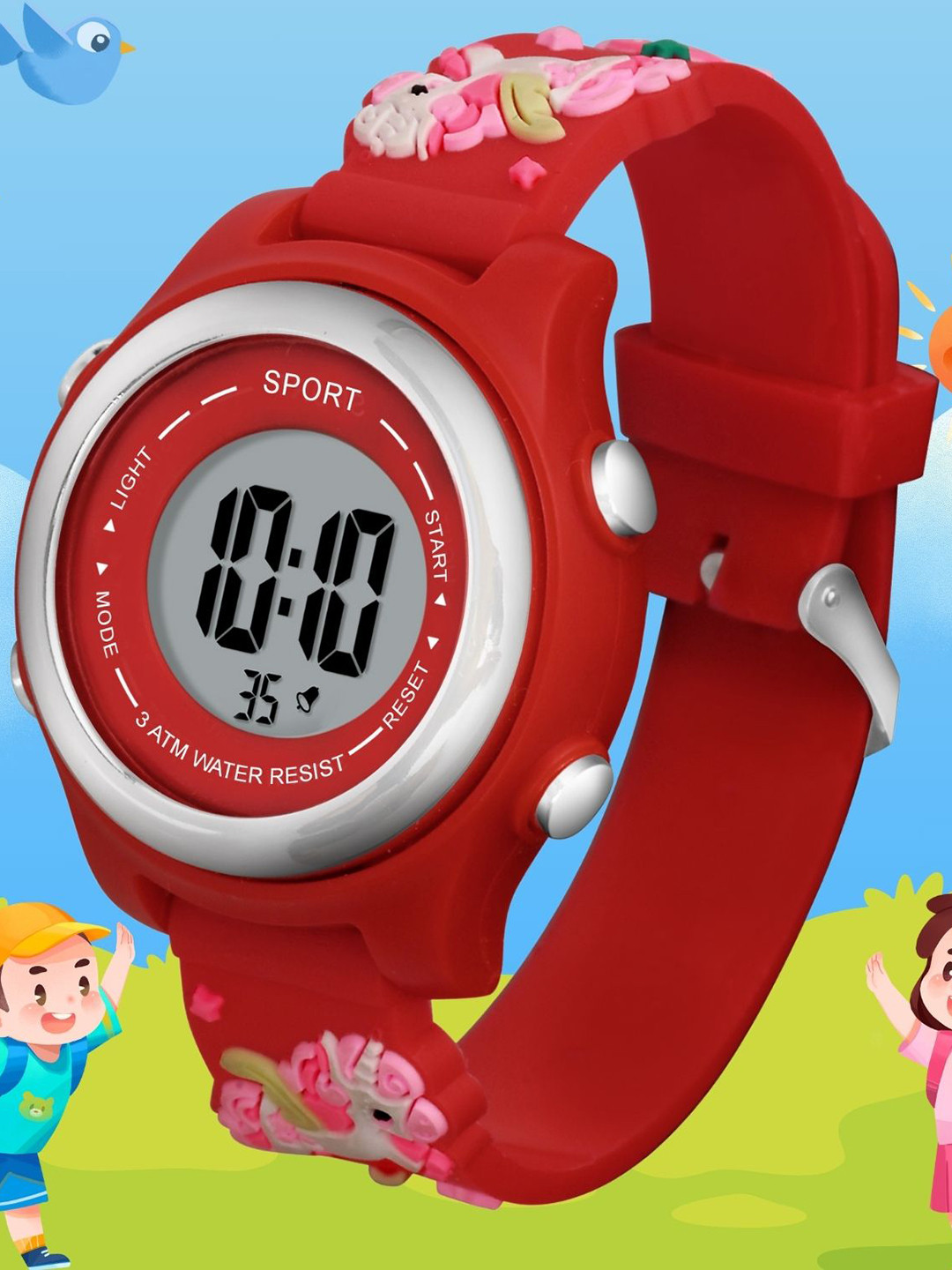 SWADESI STUFF  Kids Dial & Straps Digital Multi Function Automatic Watch SDS 160 RED 99