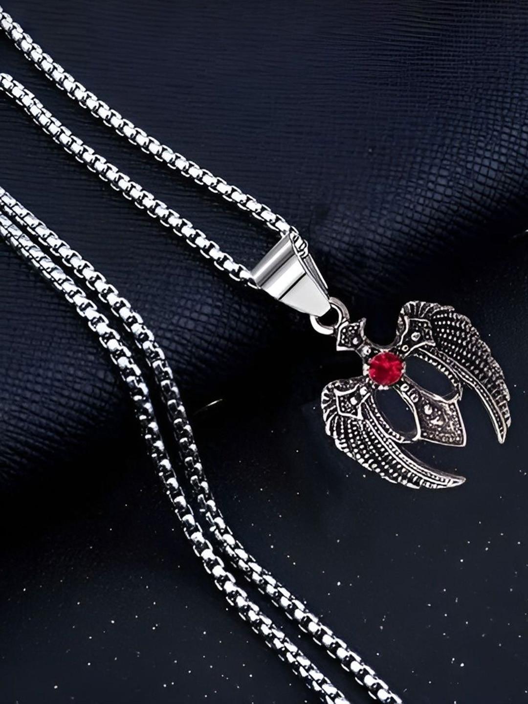 AGARWALPRODUCT Sterling Silver-Plated Domineering Eagle Pendant With Chain