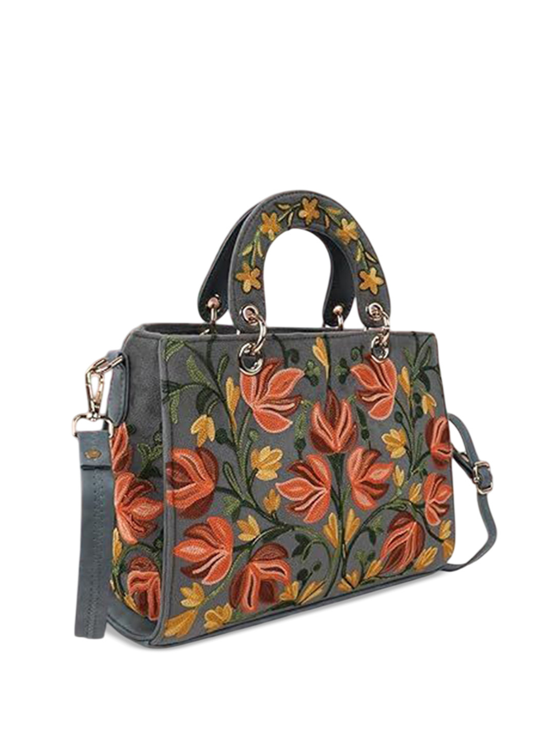 EVEDA Women Floral Printed Structured Handheld Bag