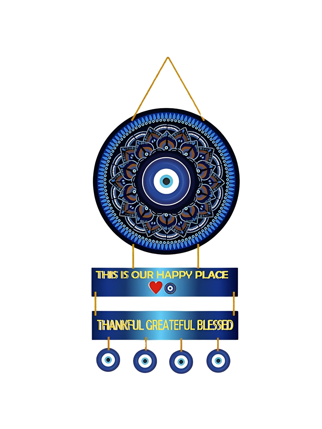 Homspurts Evil Eye Wood Ethnic Motifs Glossy Hanging Hall Wall Hangings-18In