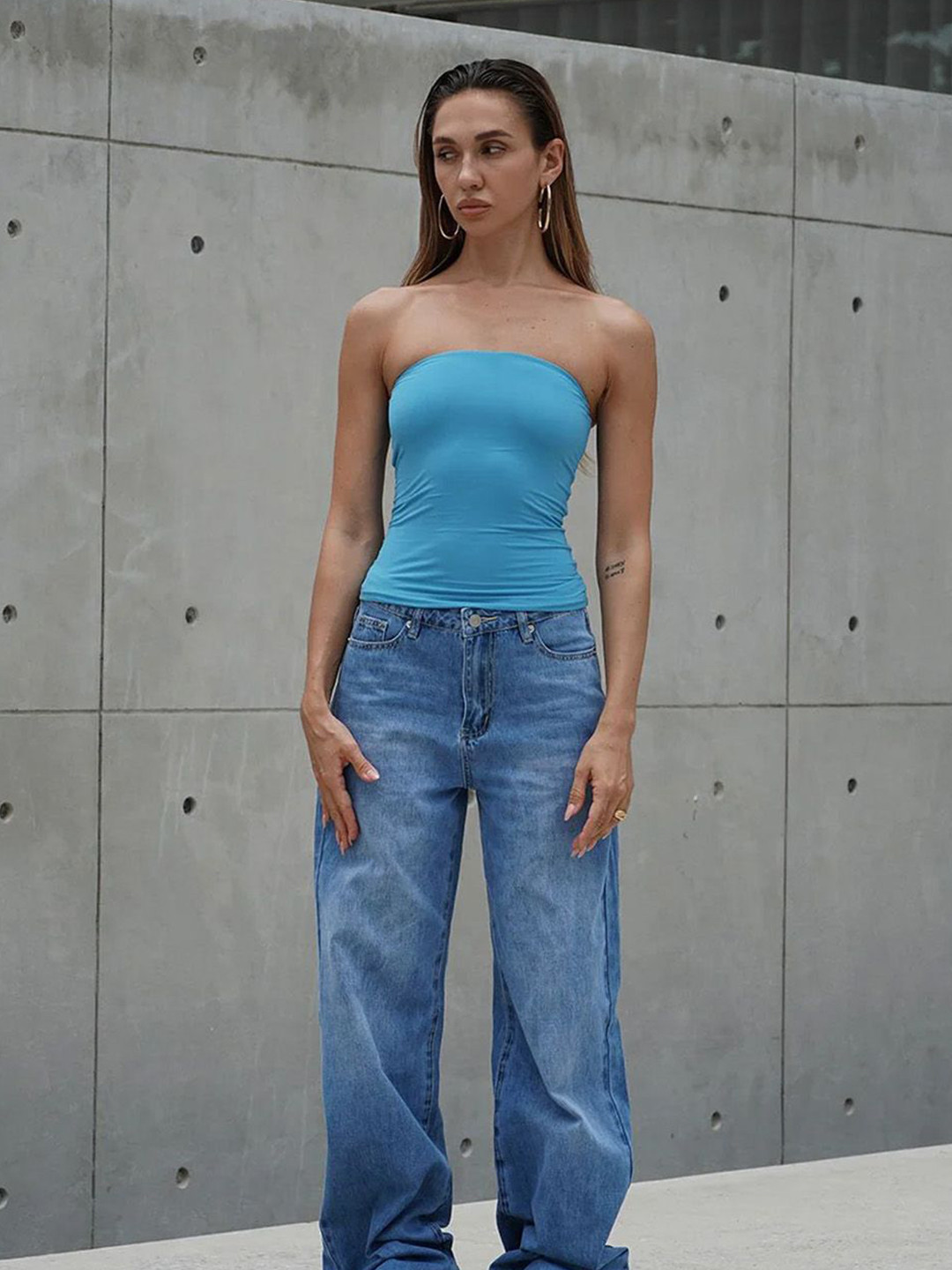 Bonkers Corner Ocean Blue Polyamide Tube Top