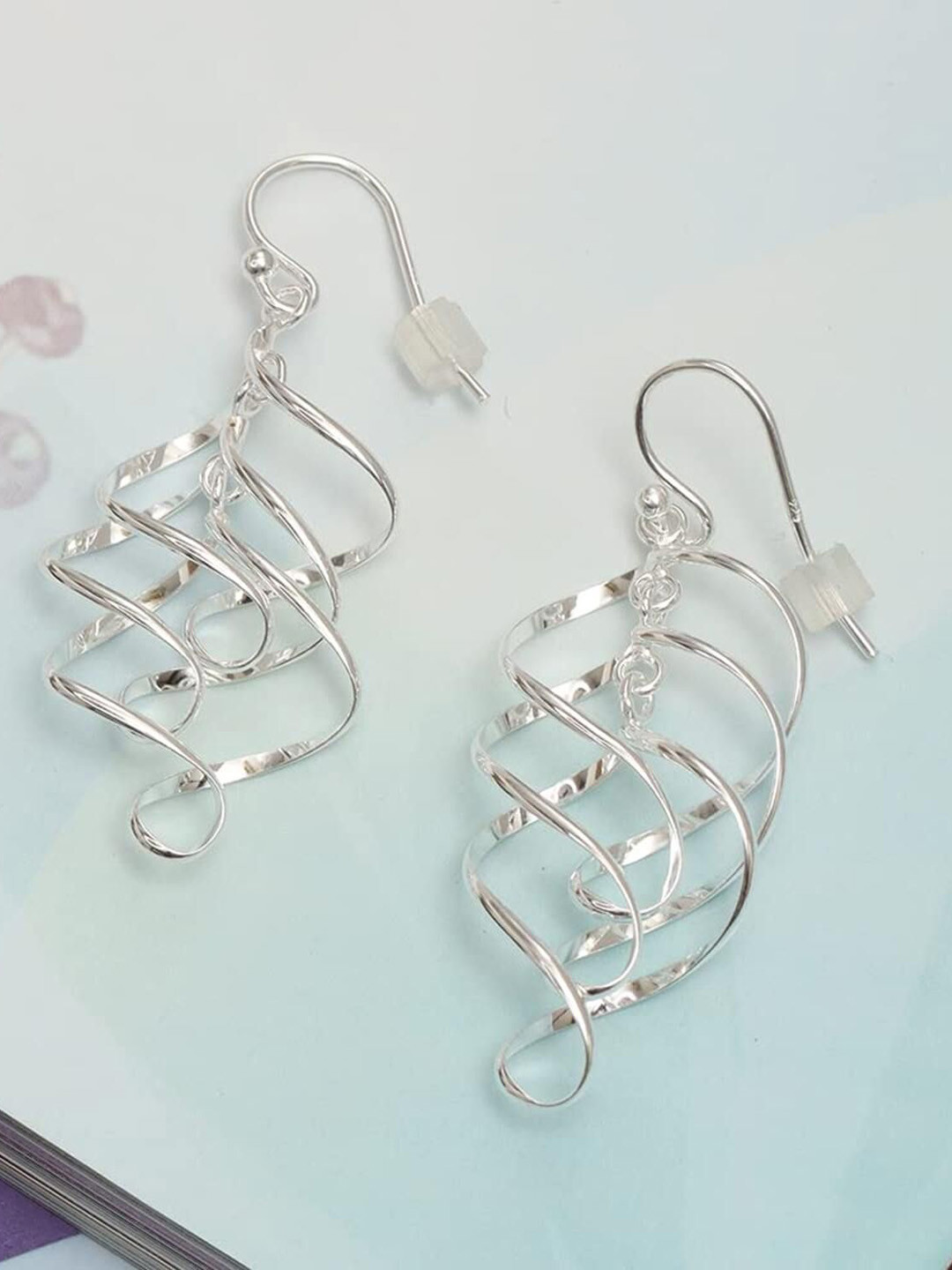 LeCalla 925 Sterling Silver Silver-Plated Infinity Knot Twist Shaped Drop Earrings