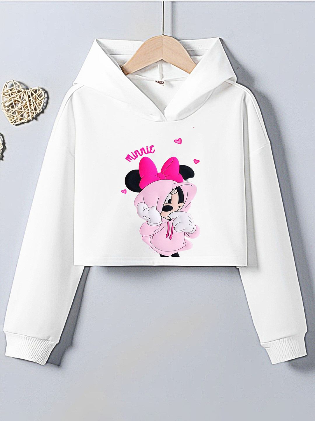 Parona Woman Cartoon Characters Print Hooded Crop Top