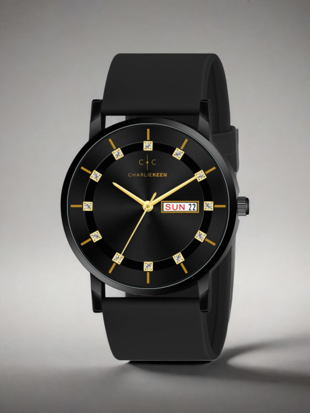 CHARLIEKEEN Men Brass Round Dial & Straps Analogue Watch CC-GR318