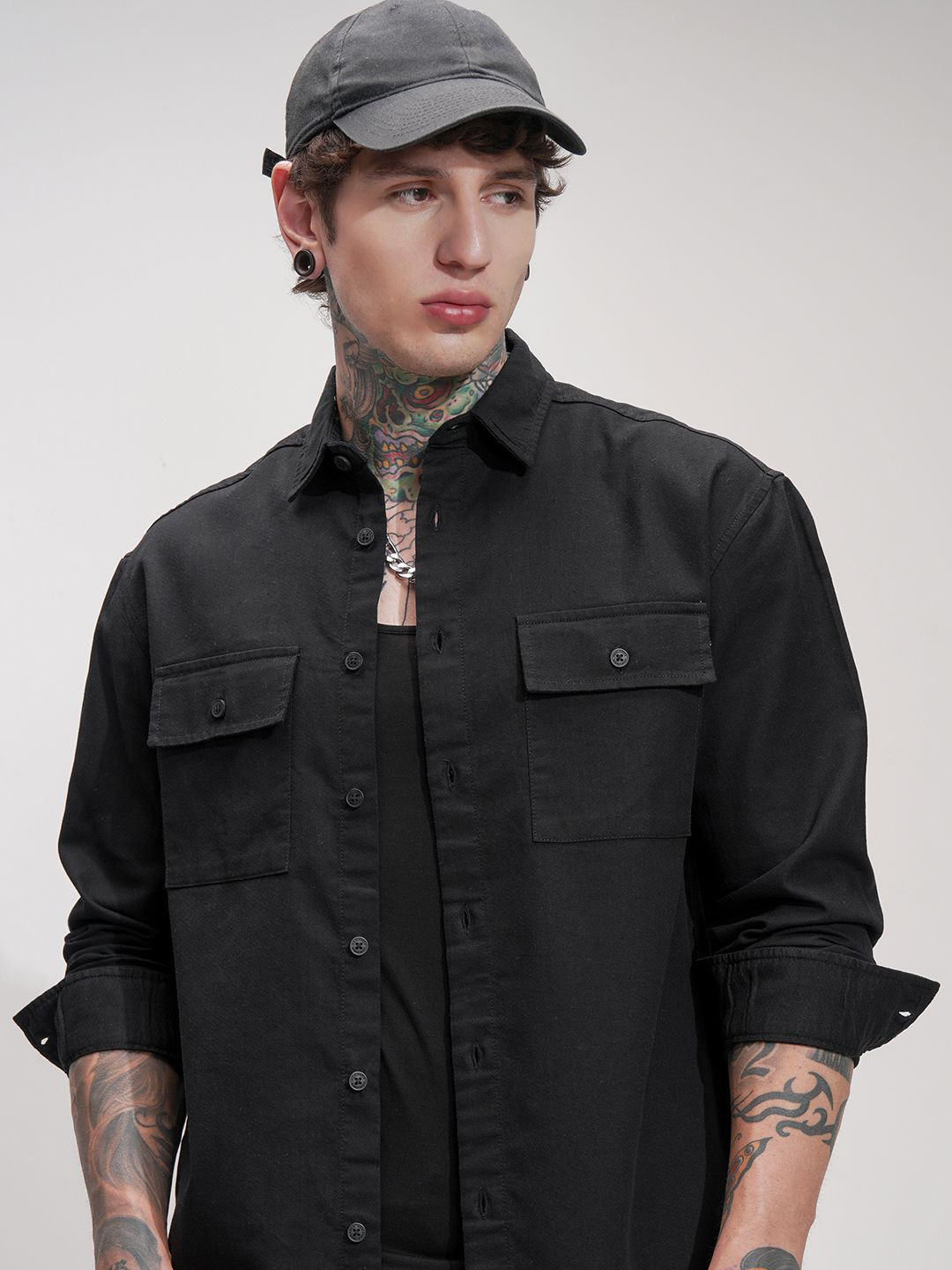 HIGHLANDER Men Solid Comfort Relaxed Fit Cotton Casual Shirt