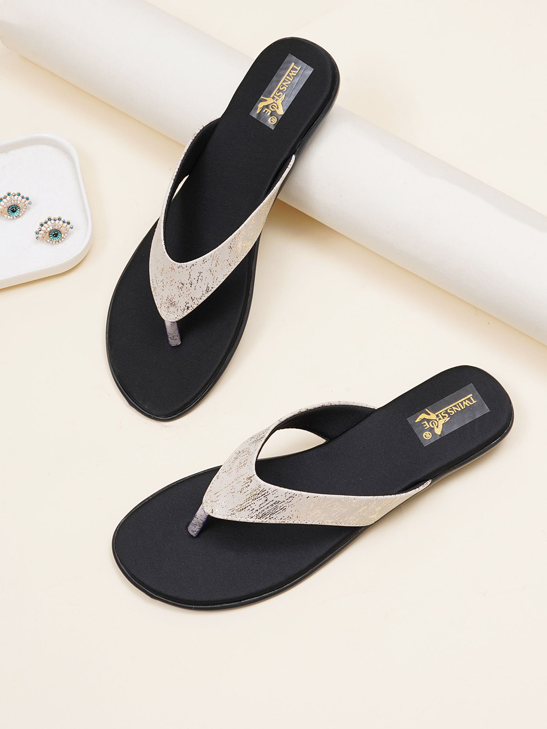 TWINSSHOE Women Open Toe T-Strap Flats