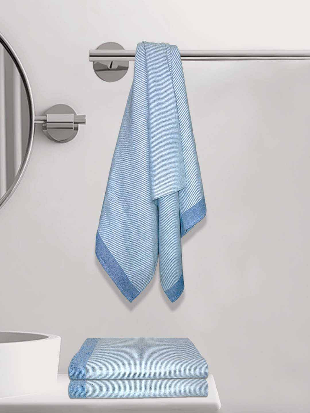 Athom Living Astar Blue 3 Pieces 210 GSM Cotton Bath Towel