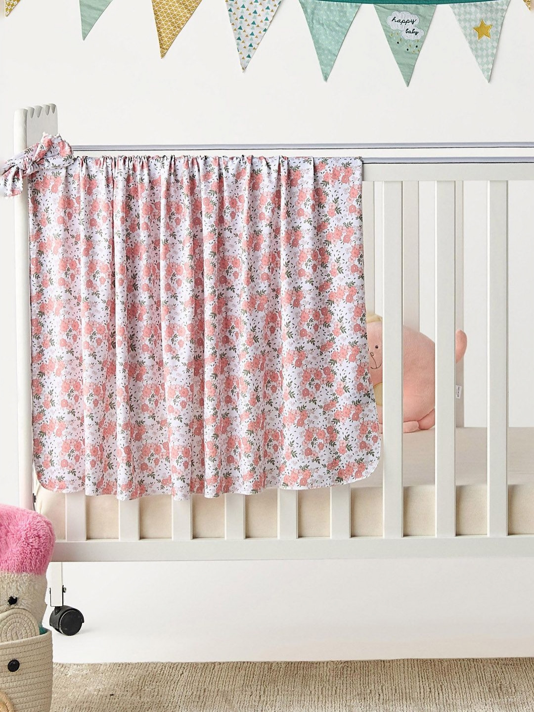 Juniors by Babyshop White & Peach Floral Printed Single Bed Blanket