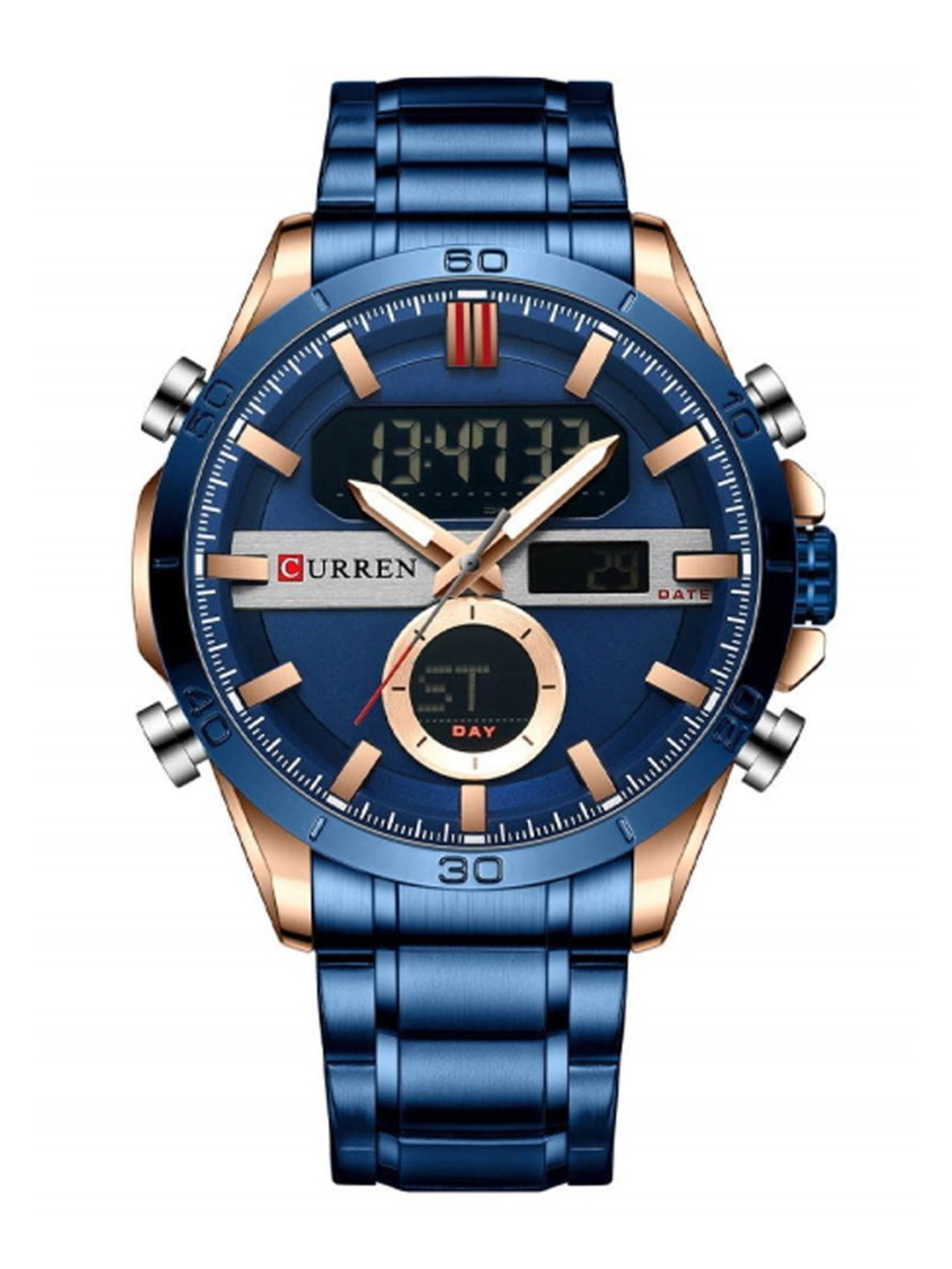 Curren Men Brass Dial & Stainless Steel Straps Analogue Watch CR-8384-Blue