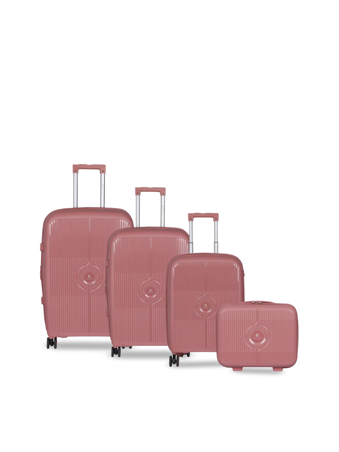 Polo Class Unisex Set Of 4 Textured Hard-Sided Trolley Suitcase With Vanity