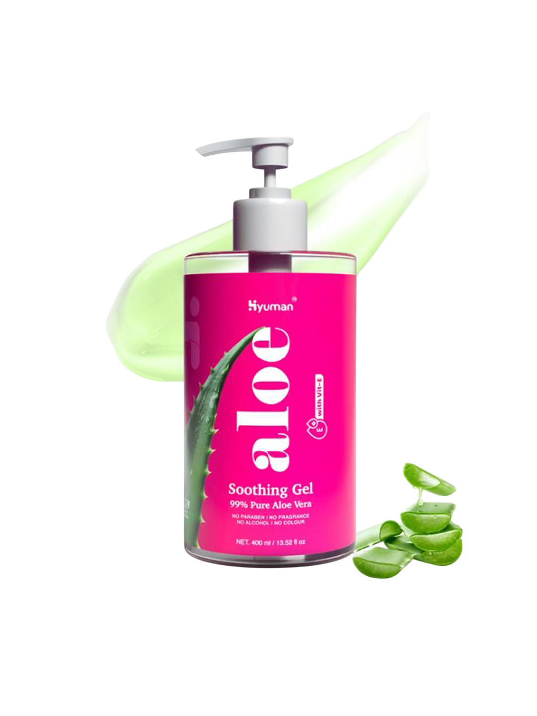 HYUMAN Pure Aloe Vera With Vitamin E Lightweight & Non-Sticky Soothing Gel - 400 ml