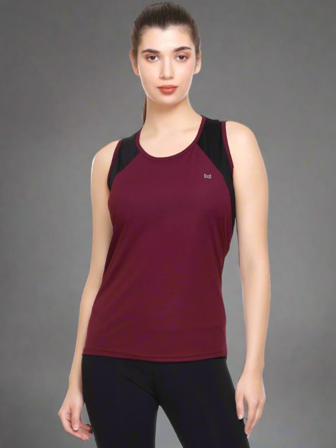 White Moon Women Colourblocked Gym T-shirt