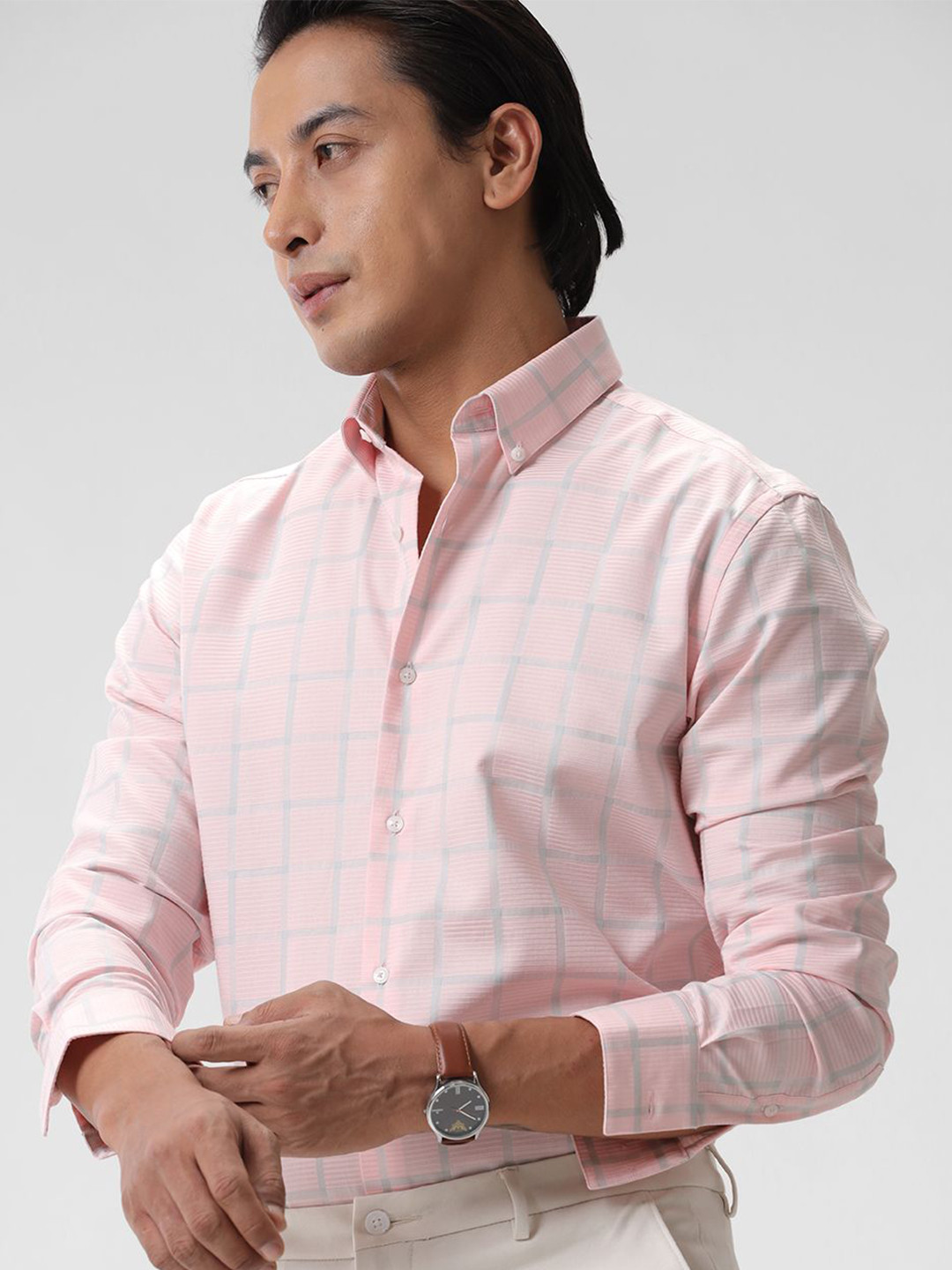 The Collection Men's Checked Button Down Collar Long Sleeve Formal Shirt