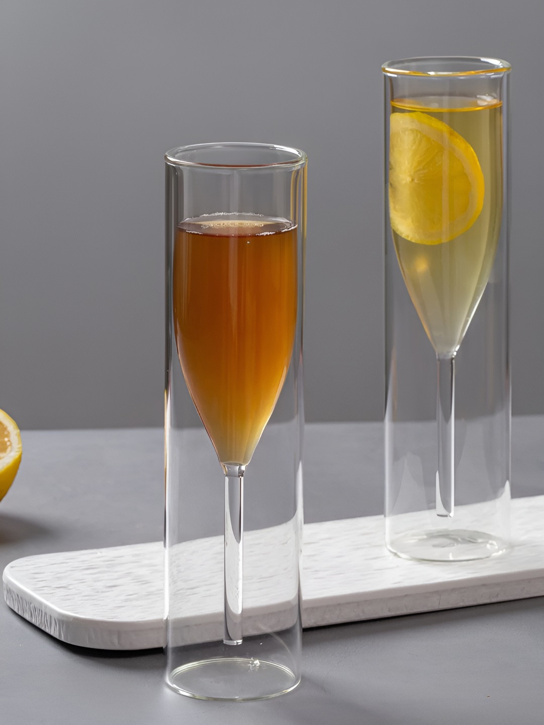 SMOKEY COCKTAIL Bubble Transparent 2 Pieces Flute Champagne Glass