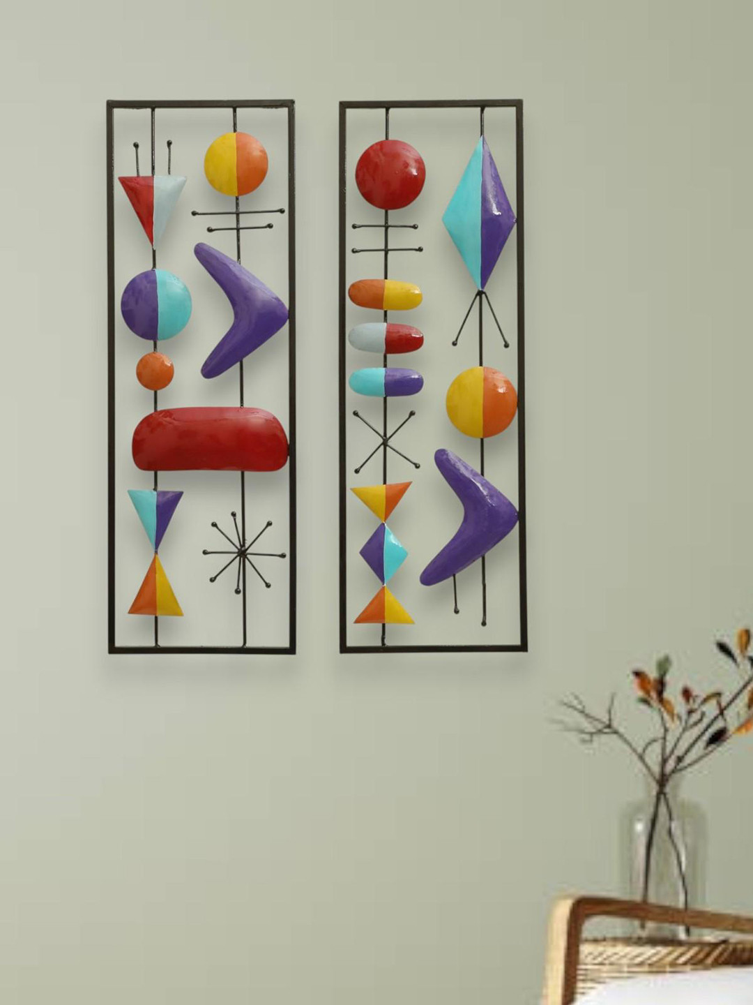vedas W-Suki Metal Matte Hanging Hall 2Pcs Wall Hangings-29.9In