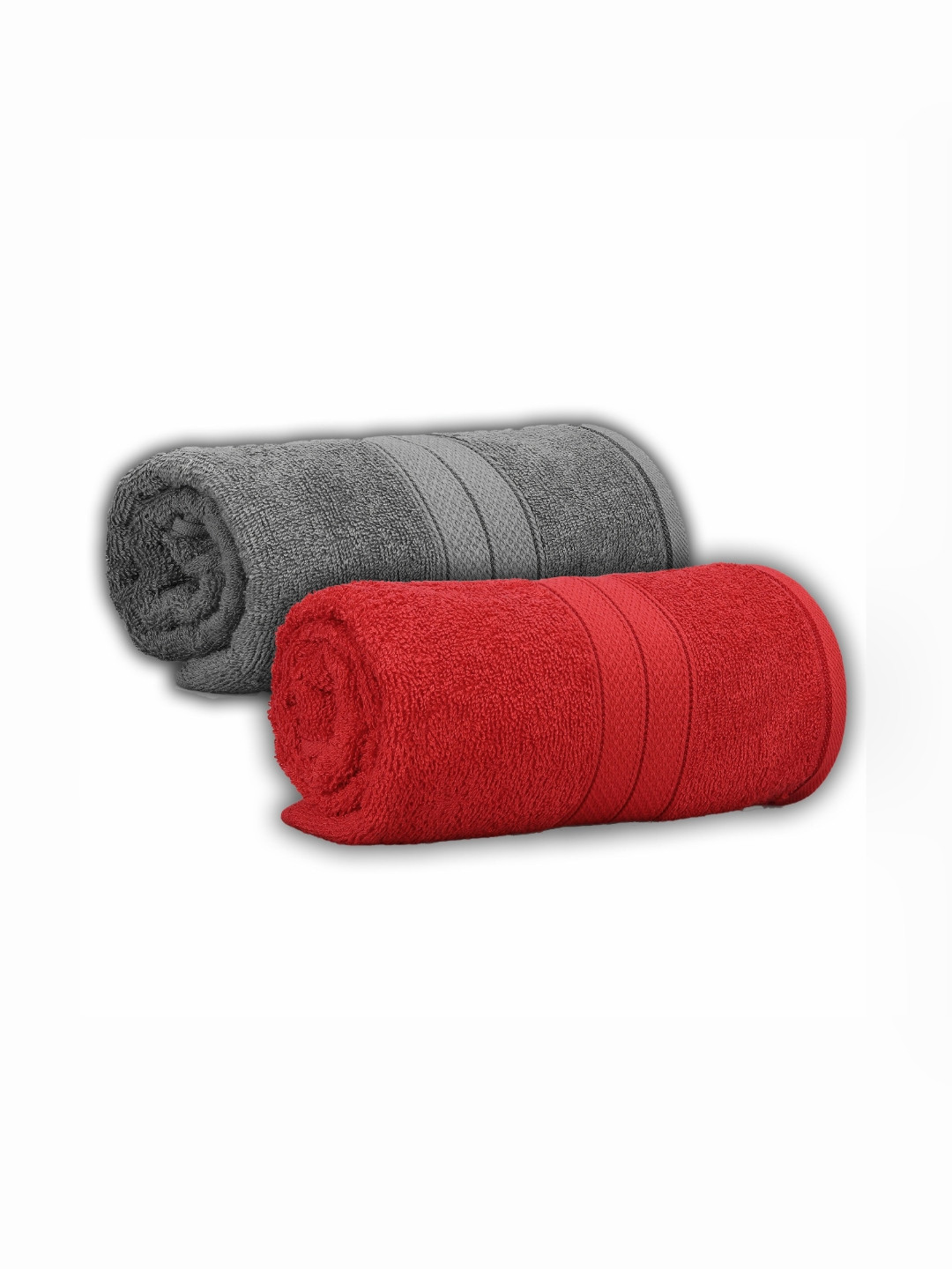 Dollar Red & Olive Green 2 Pieces Cotton 600 GSM Bath Towel