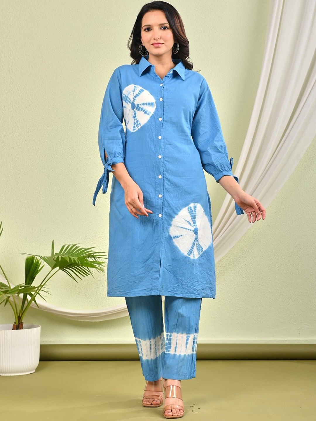 AUTUMN LANE Sana Ice Dyed Pure Cotton Tunic With Trouser Co-Ords