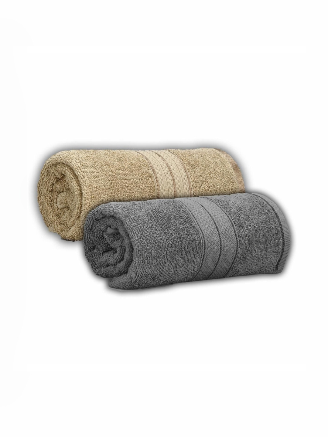 Dollar Olive Green & Grey 2 Pieces Cotton 600 GSM Bath Towel