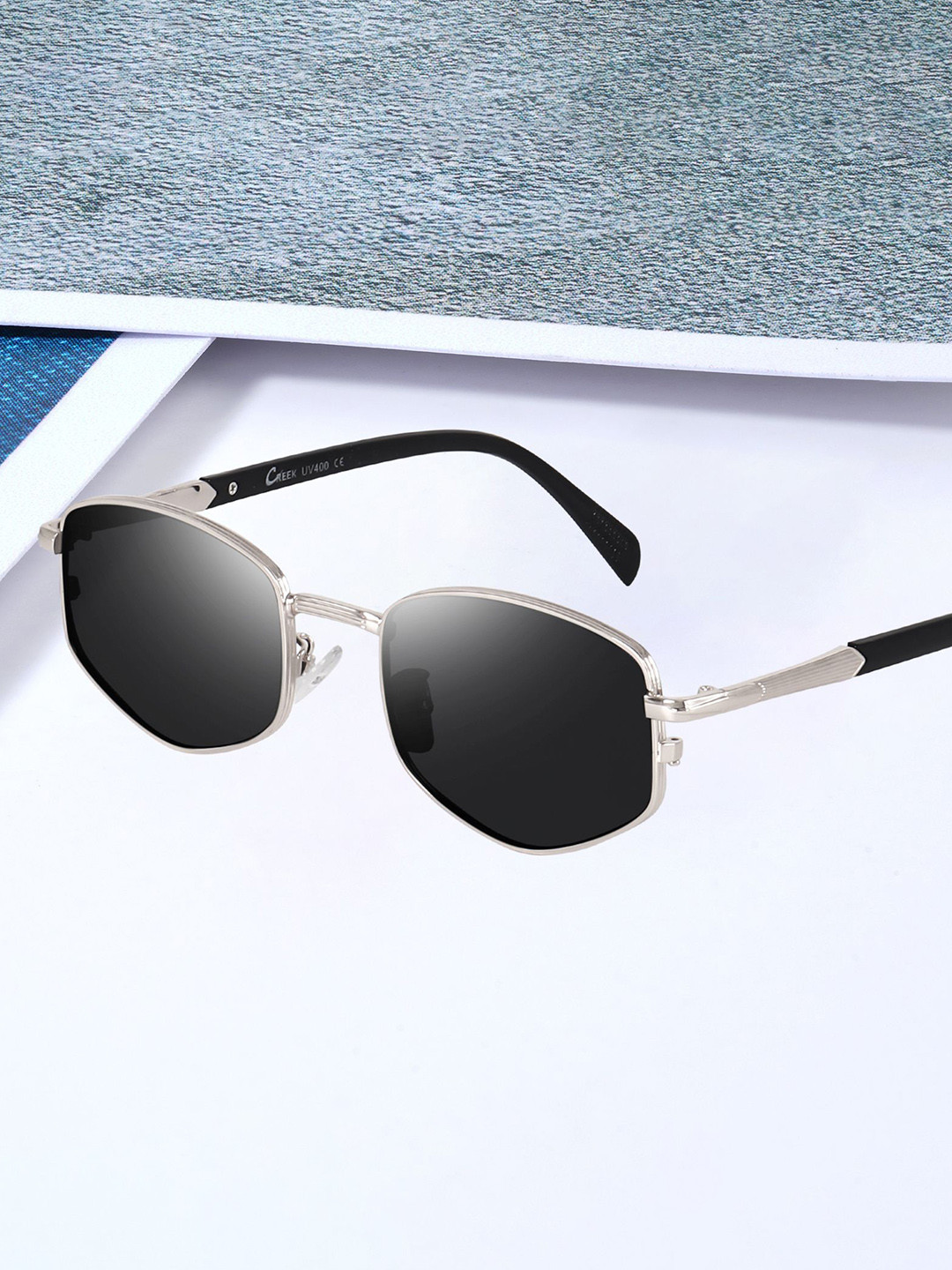 CREEK Men Other Sunglasses with UV Protected Lens CRM 272 (SILVER/BLACK)