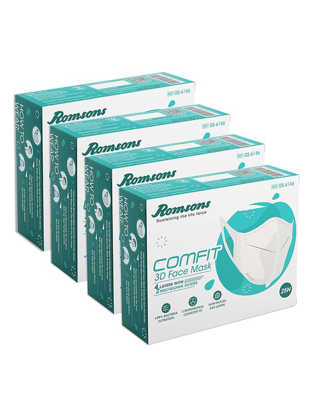 Romsons 100-Pcs 4-Ply Outdoor Anti-Pollution & Disposable Masks