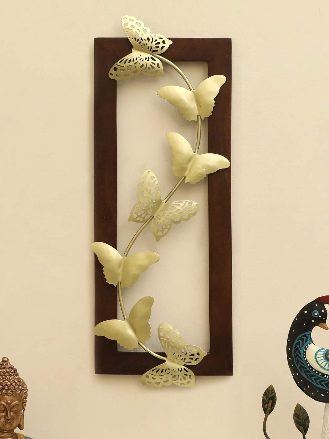 vedas Butterfly, W--Alena Metal Glossy Hanging Hall Wall Hangings-22In