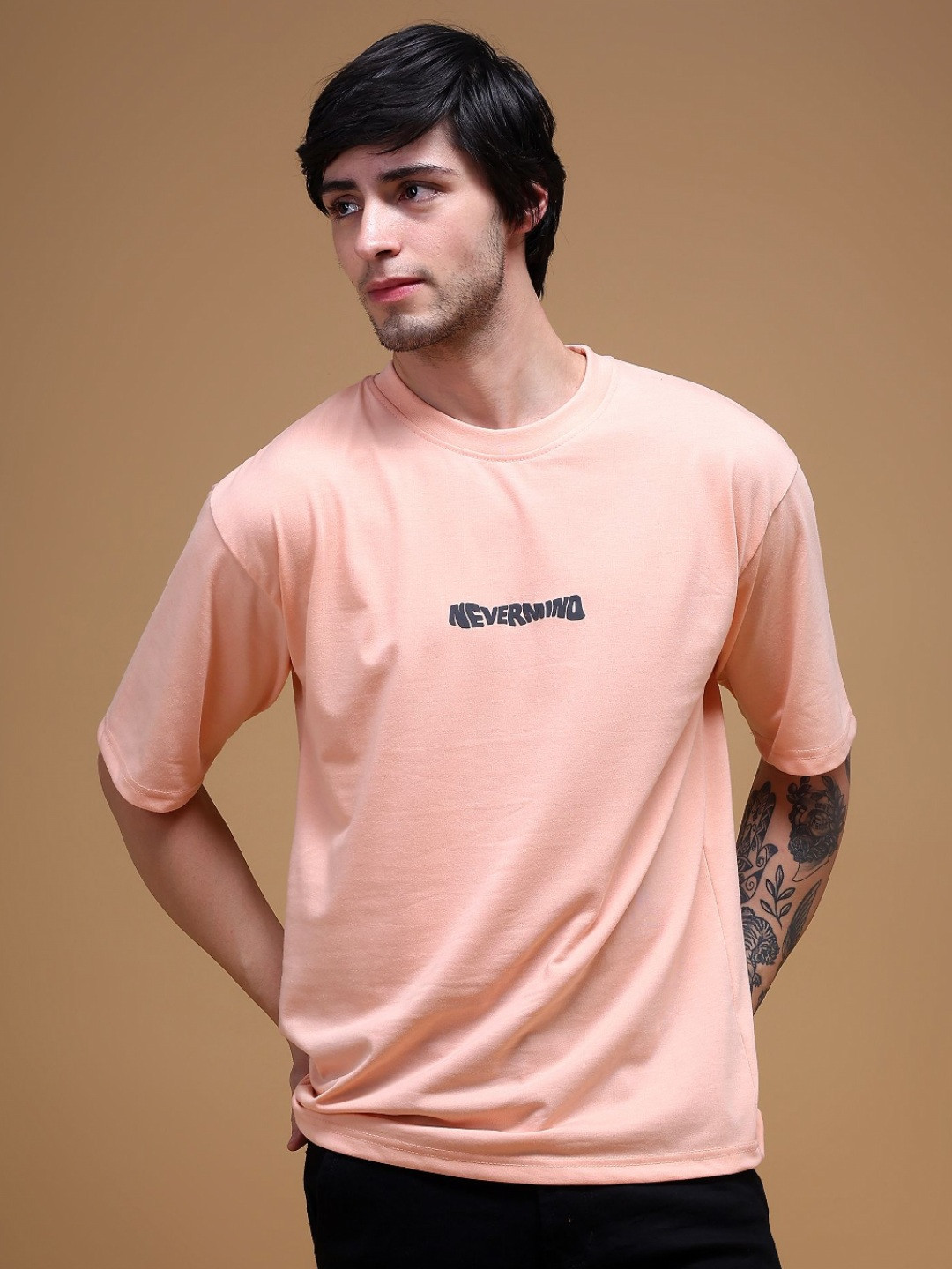 TOXA Men Round Neck Graphic Printed Oversized T-shirt