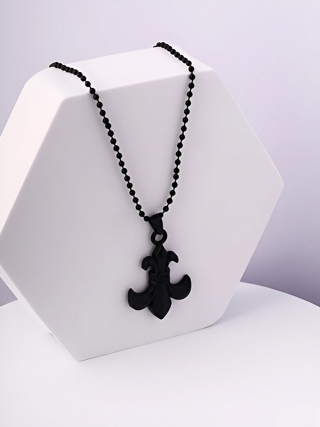 AGARWALPRODUCT Sterling Silver-Plated Double Sided Fleur De Lis Pendant With Chain