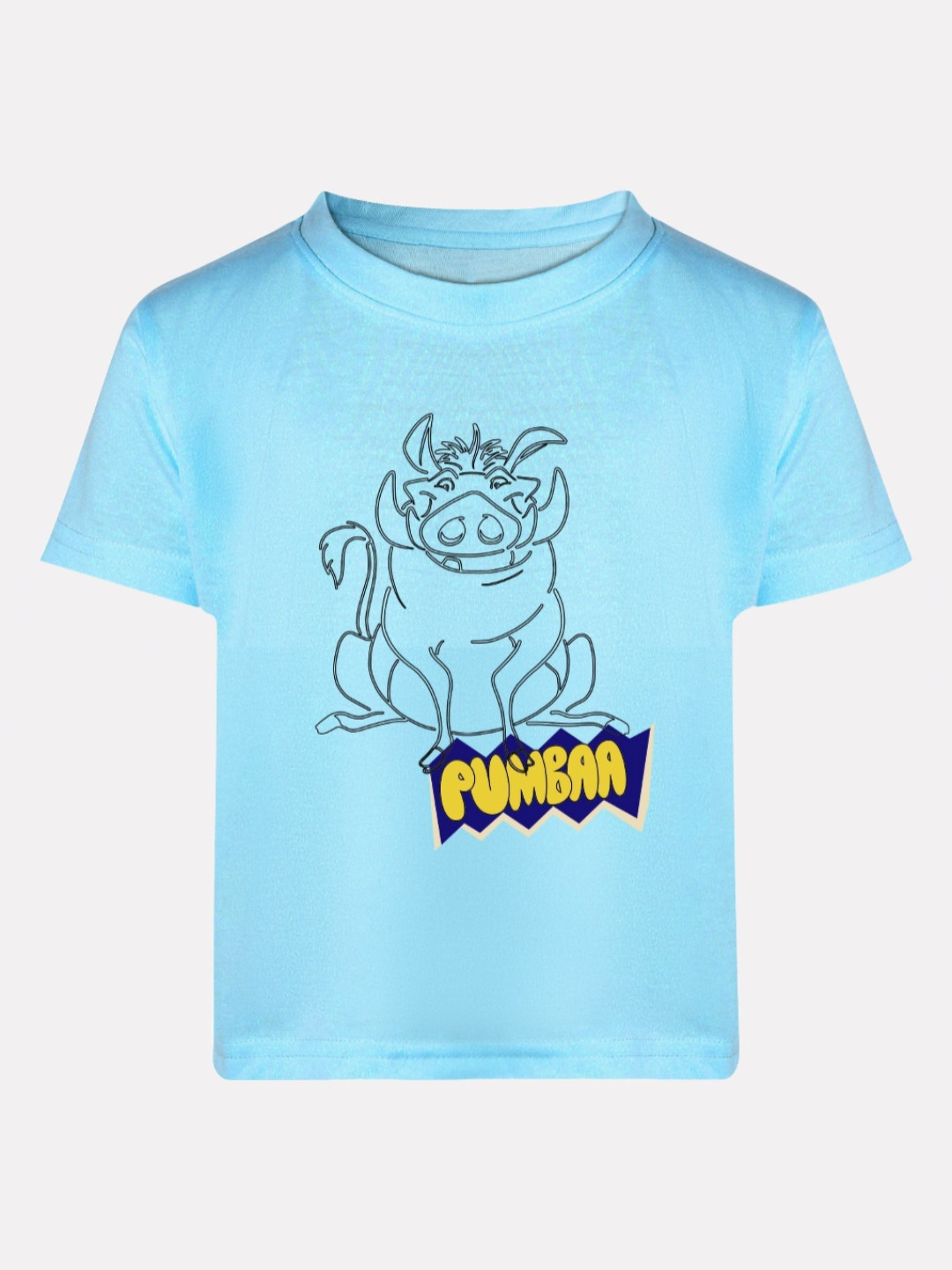 Disney By Miss and Chief Boys Pumba Bio Finish Graphic Printed Round Neck Cotton T-shirt