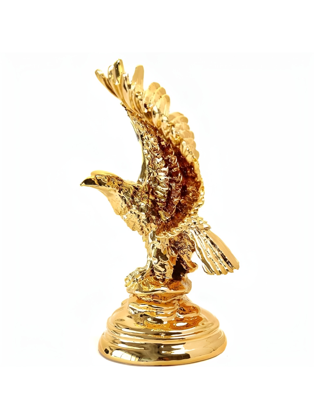 The Spiritual Living Eagle Gold Brass Glossy Living Room Medium Showpiece - 7 Inches
