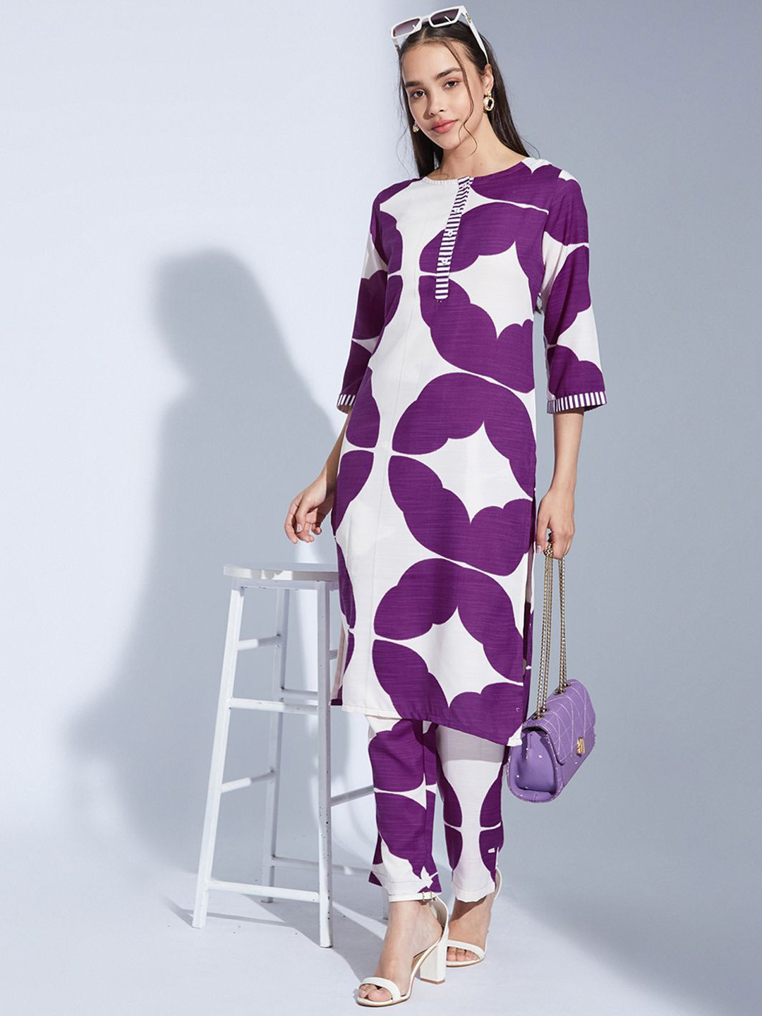 Selvia Printed Round Neck Top With Trouser