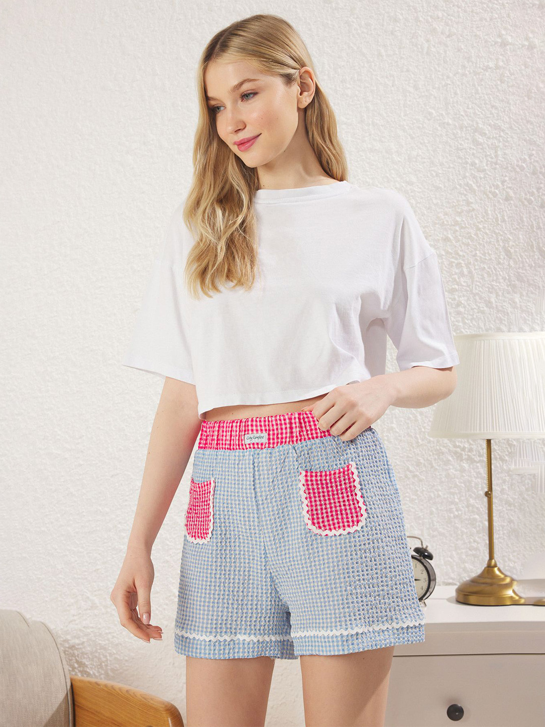 Trendyol Women Round Neck Shirt & Shorts Night suit