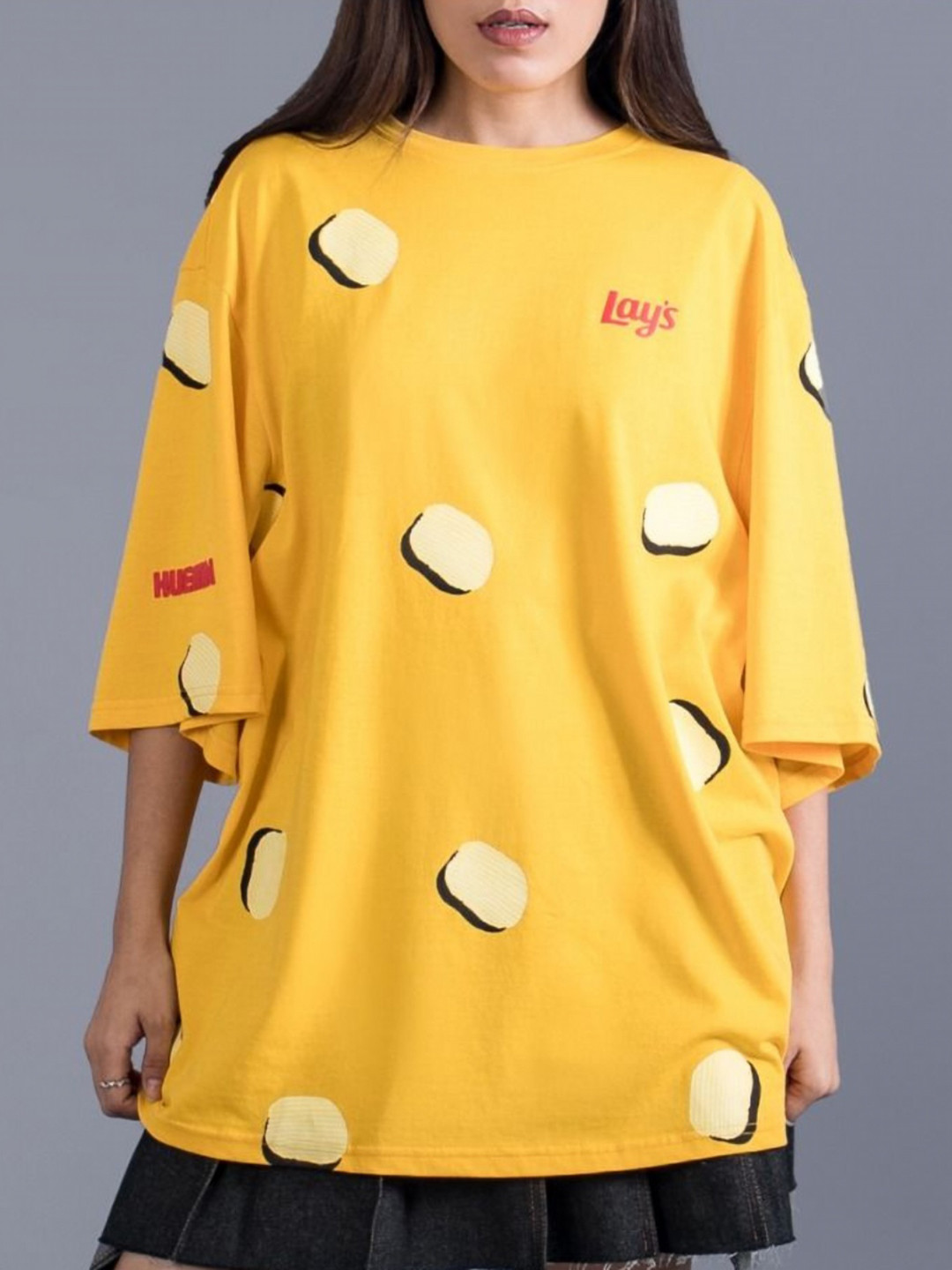 HUEMN Unisex Lays x Huemn Classic Salted Printed Longline Oversized Cotton T-shirt