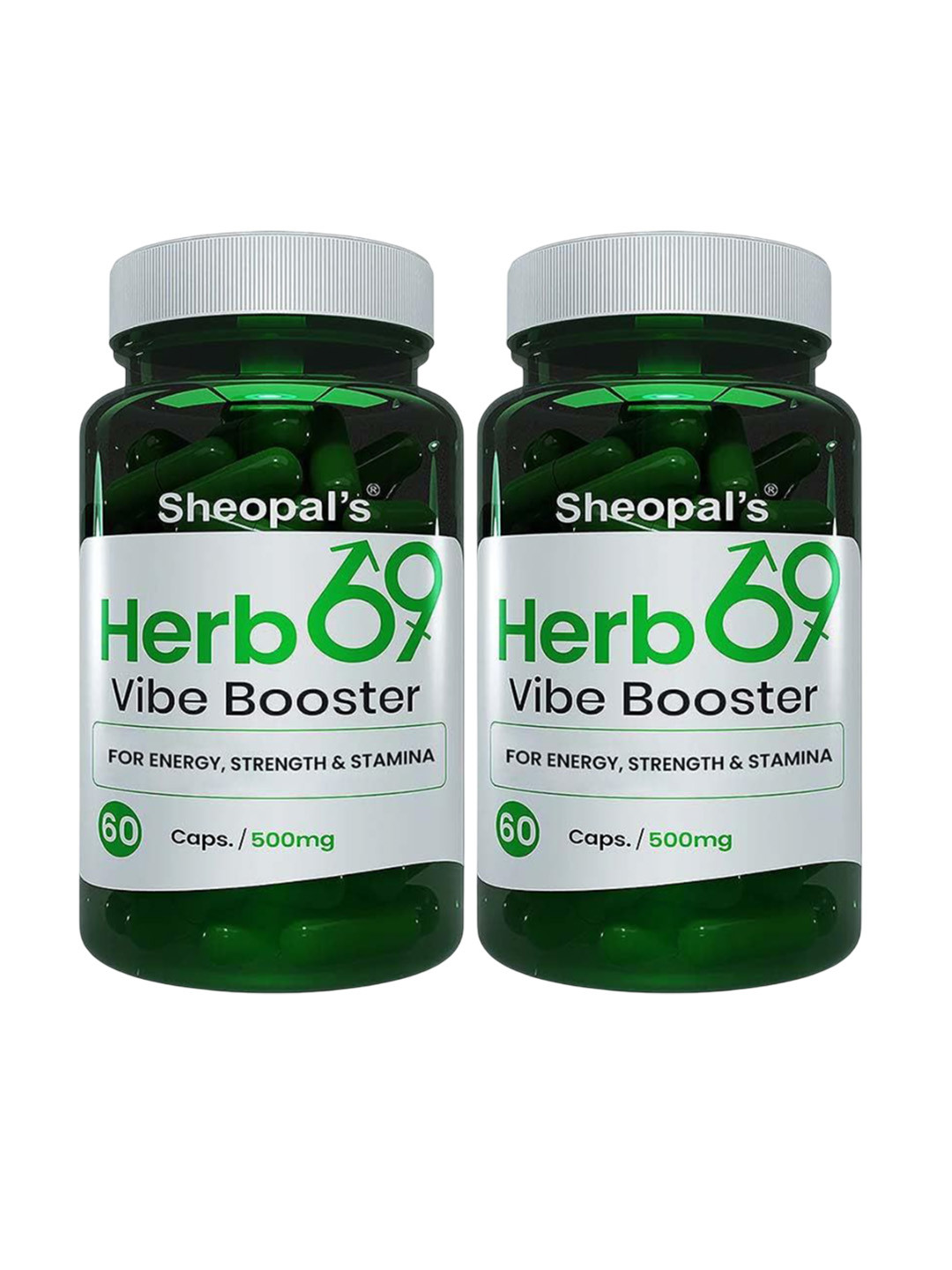 Sheopal's Set of 2 Herb69 Vibe Booster Capsules - 60 Capsules Each