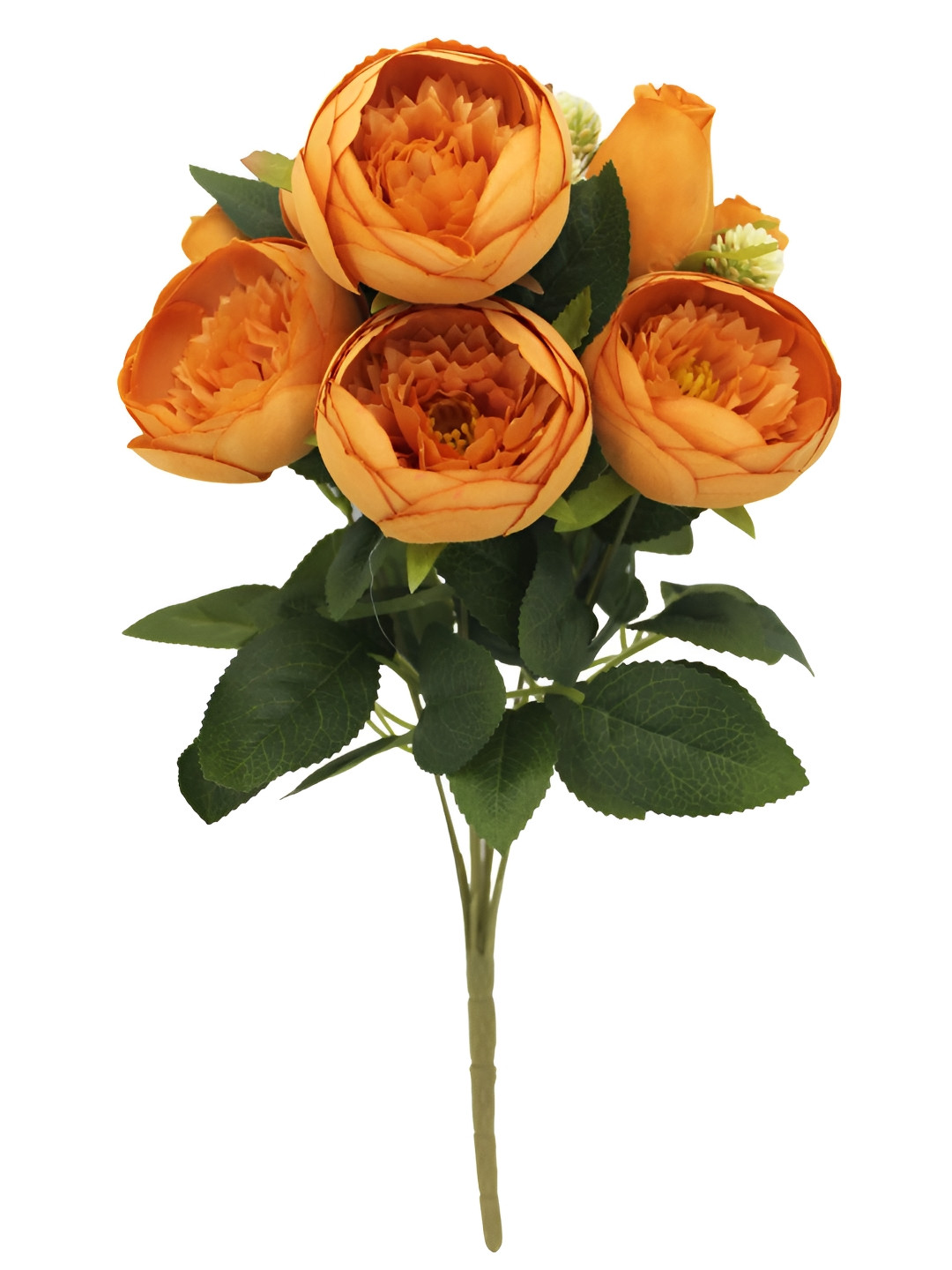 OGI INTERIORS Orange & Green Peony Artificial Flower