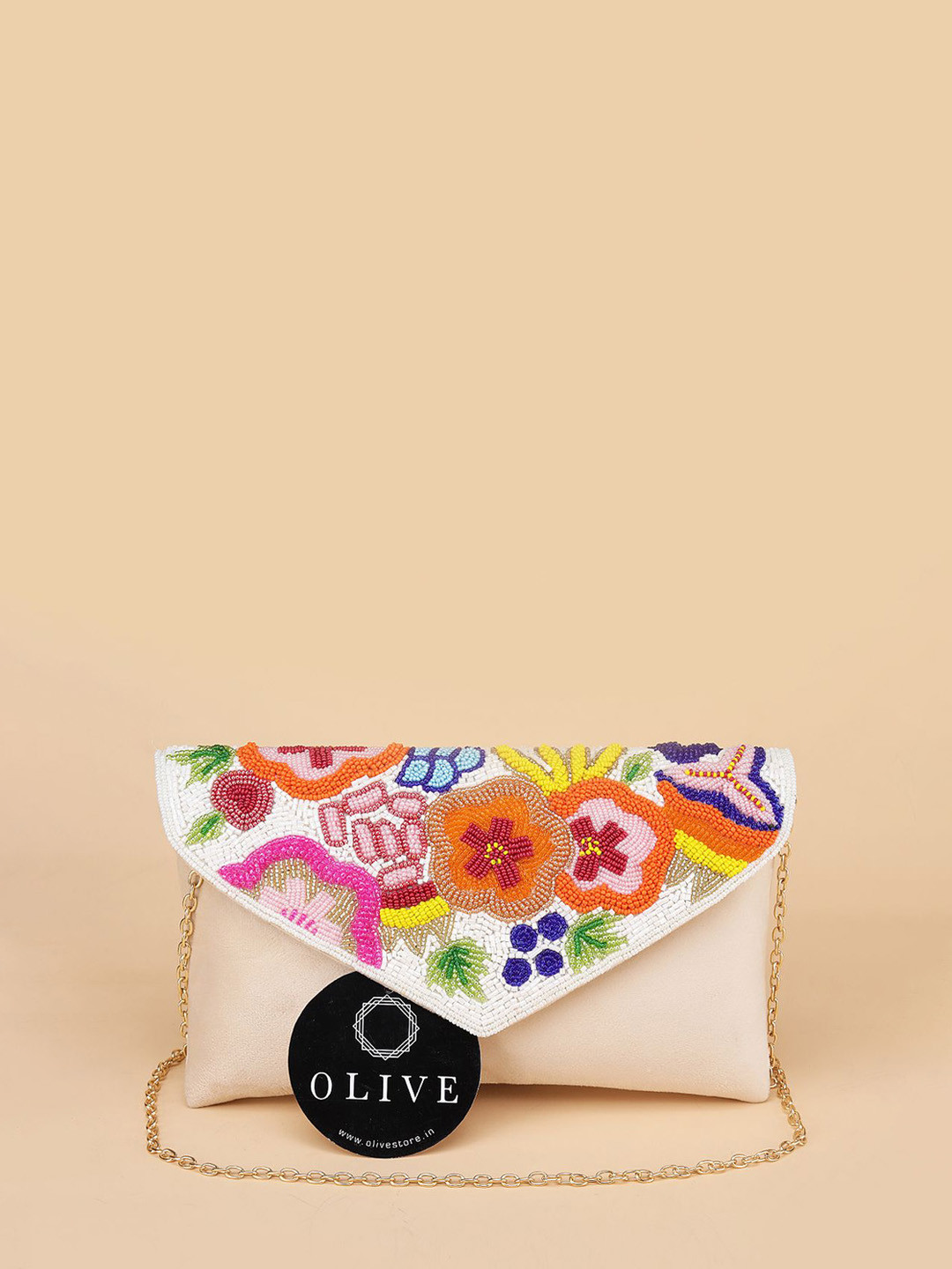 Olive Women Embellished Structured Sling Bag