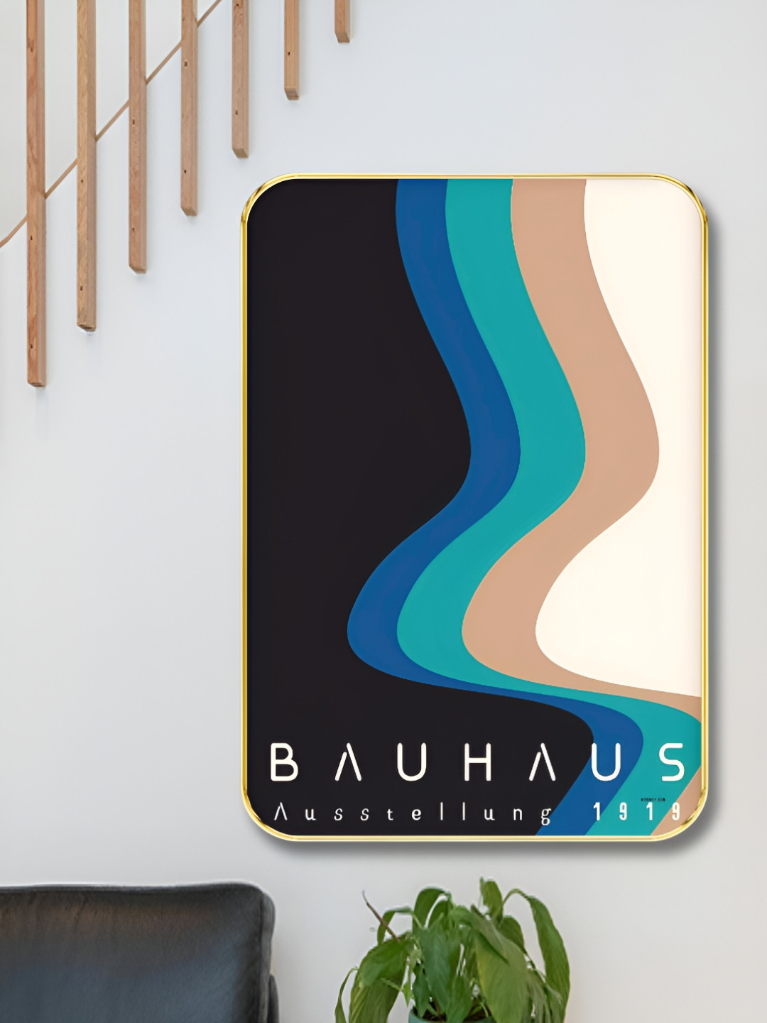 Aura BAUHAUS Wood Wall Rectangle Paintings Wall Art - 24 x 18 In