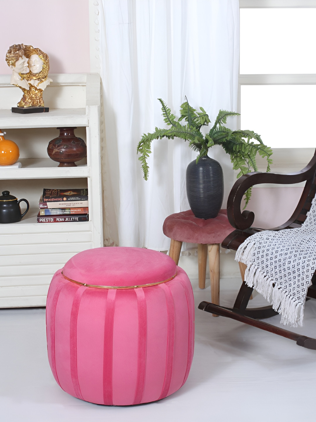 Shadowkart Pink Round Pouffes OttomansStool