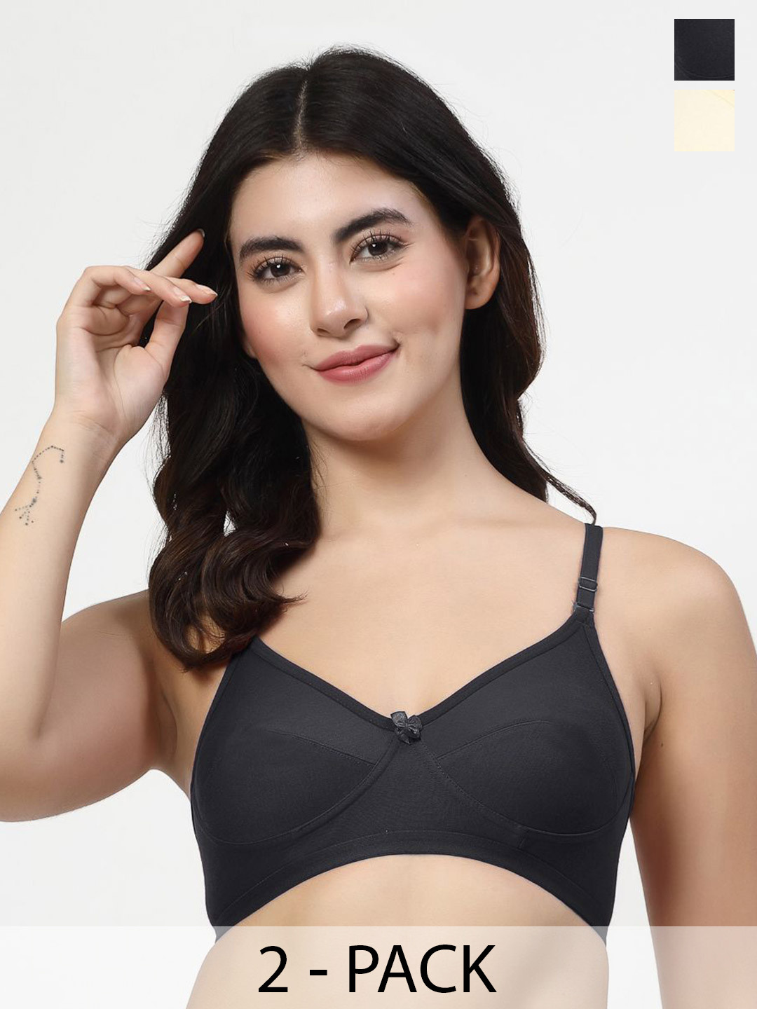 LILY Enimsaj Women Pack Of 2 Seamed Non Padded Full Coverage Bra