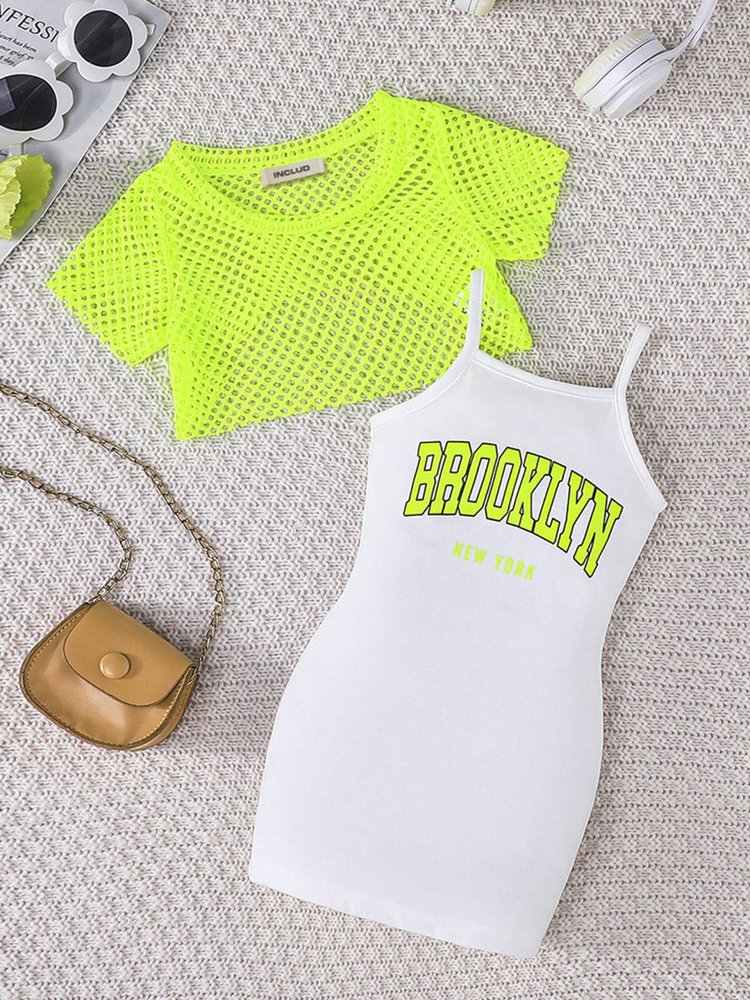 INCLUD Sleeveless Bodycon Typography Above Knee Dress