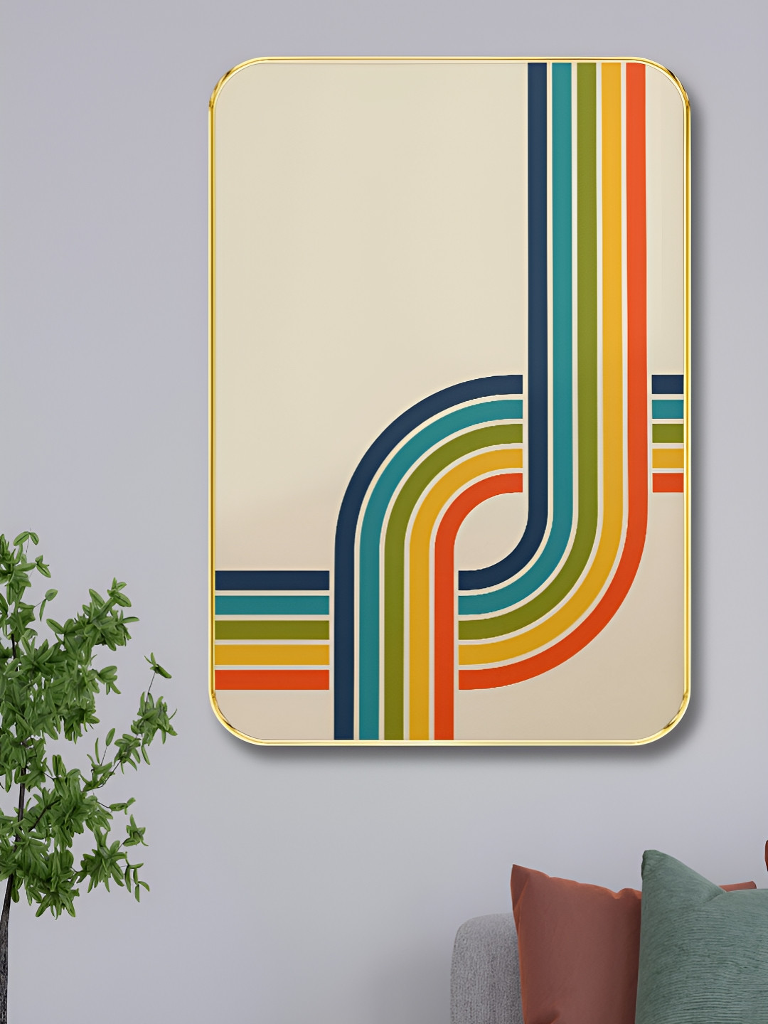 Aura Beige Wood Wall Living Room Rectangle Potrait Paintings Wall Art -23.99 x 18In