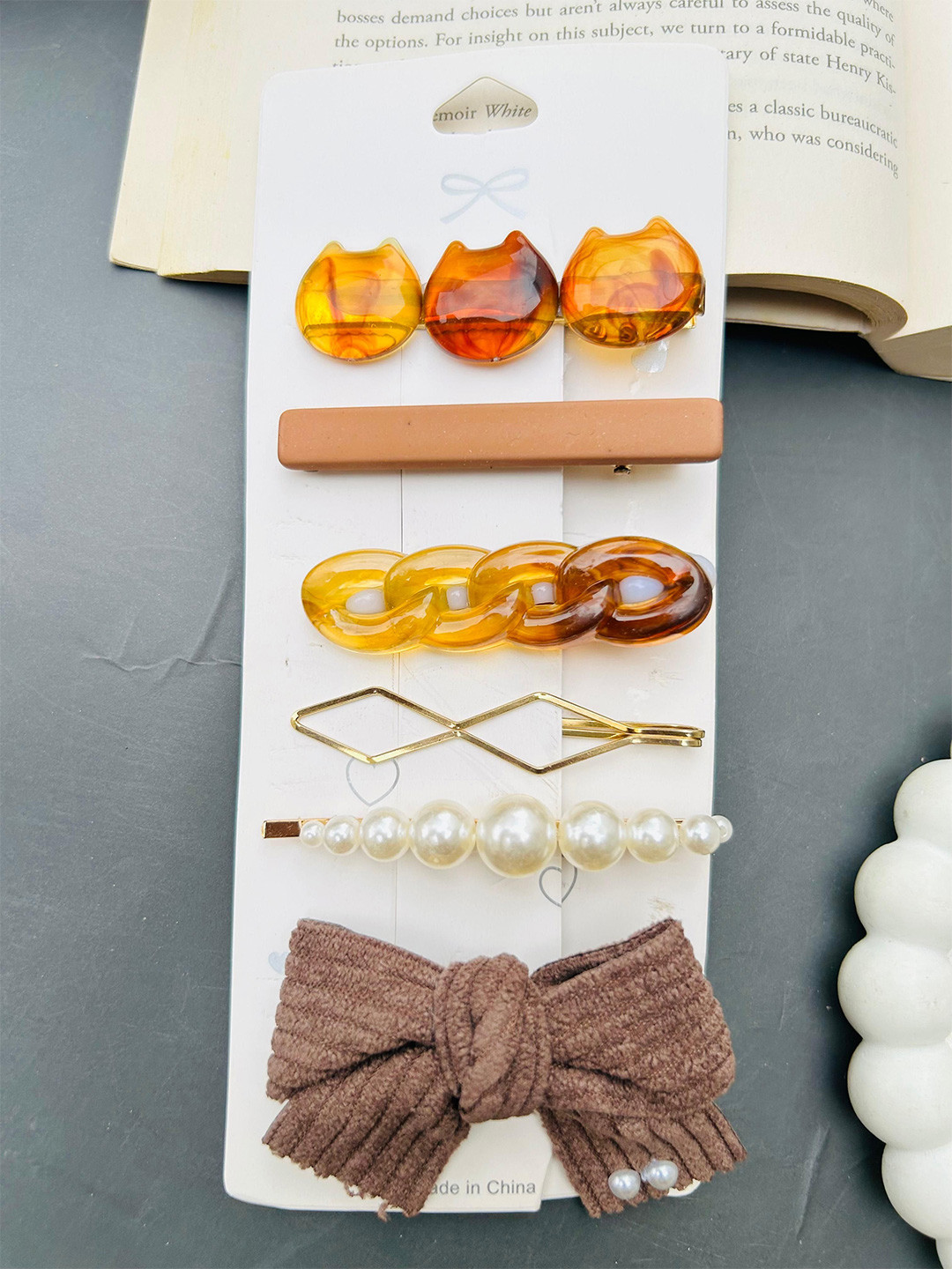 Radhya Accessories Women Embellished & Matte 6 hair clips combo card