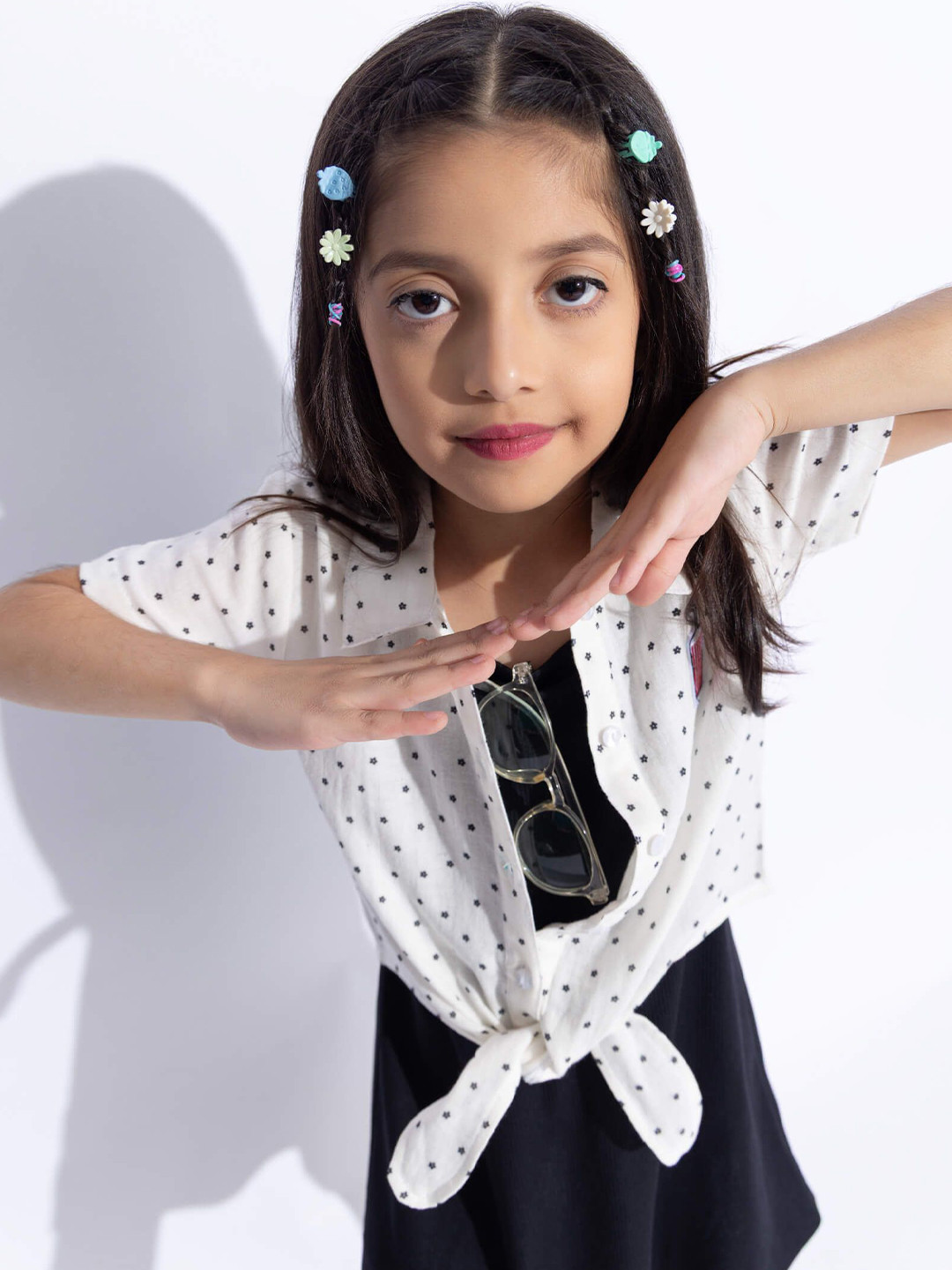 taffykids Girls Front Tie Up Shirt and Singlet A-Line Dress